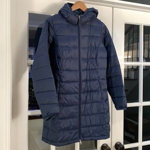 Navy blue puffer coat